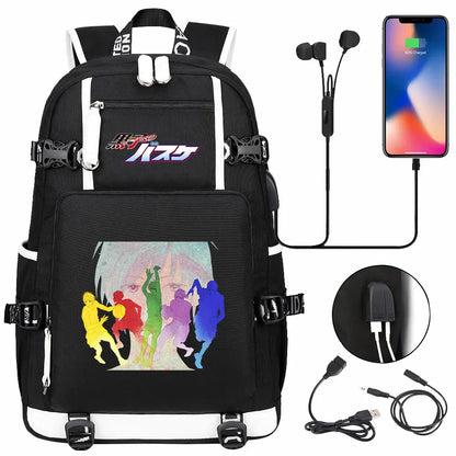 Anime Kuroko's Basketball Prints USB Boy Girl Kids Book Bag Large Capacity Teenagers Schoolbags Women Men Laptop Travel Backpack