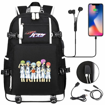 Anime Kuroko's Basketball Prints USB Boy Girl Kids Book Bag Large Capacity Teenagers Schoolbags Women Men Laptop Travel Backpack