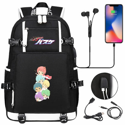 Anime Kuroko's Basketball Prints USB Boy Girl Kids Book Bag Large Capacity Teenagers Schoolbags Women Men Laptop Travel Backpack