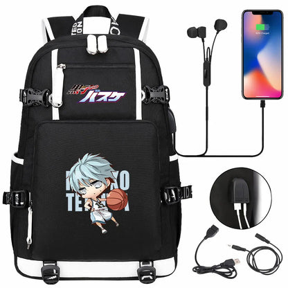 Anime Kuroko's Basketball Prints USB Boy Girl Kids Book Bag Large Capacity Teenagers Schoolbags Women Men Laptop Travel Backpack