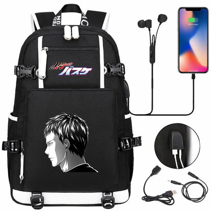 Anime Kuroko's Basketball Prints USB Boy Girl Kids Book Bag Large Capacity Teenagers Schoolbags Women Men Laptop Travel Backpack