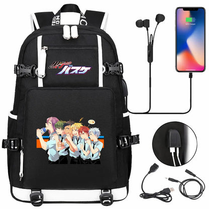 Anime Kuroko's Basketball Prints USB Boy Girl Kids Book Bag Large Capacity Teenagers Schoolbags Women Men Laptop Travel Backpack