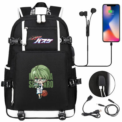 Anime Kuroko's Basketball Prints USB Boy Girl Kids Book Bag Large Capacity Teenagers Schoolbags Women Men Laptop Travel Backpack