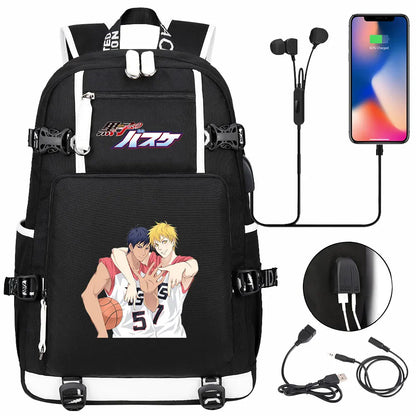 Anime Kuroko's Basketball Prints USB Boy Girl Kids Book Bag Large Capacity Teenagers Schoolbags Women Men Laptop Travel Backpack