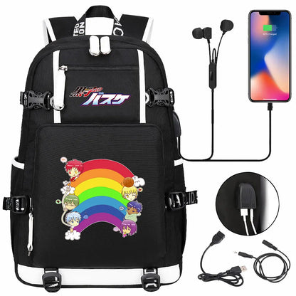 Anime Kuroko's Basketball Prints USB Boy Girl Kids Book Bag Large Capacity Teenagers Schoolbags Women Men Laptop Travel Backpack