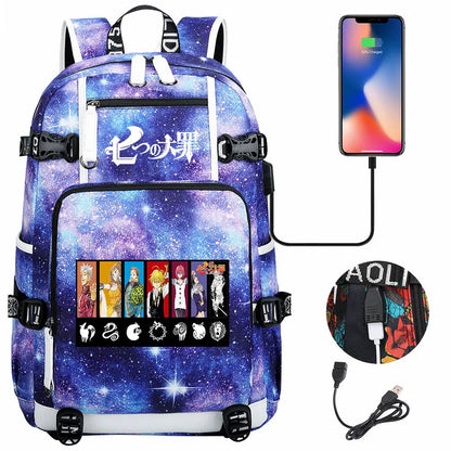 Anime The Seven Deadly Sins USB Boy Girl Book School Bags Large Capacity Teenagers Schoolbags Women Men Travel Laptop Backpack