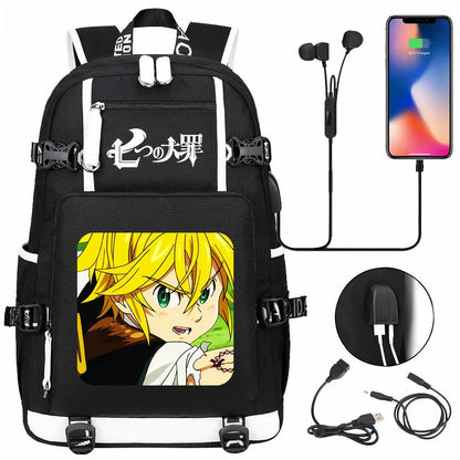 Anime The Seven Deadly Sins USB Boy Girl Book School Bags Large Capacity Teenagers Schoolbags Women Men Travel Laptop Backpack