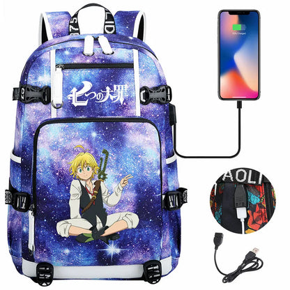 Anime The Seven Deadly Sins USB Boy Girl Book School Bags Large Capacity Teenagers Schoolbags Women Men Travel Laptop Backpack