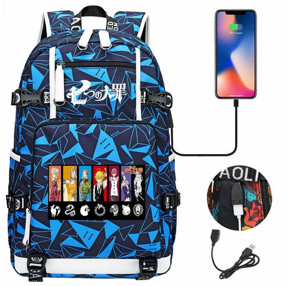 Anime The Seven Deadly Sins USB Boy Girl Book School Bags Large Capacity Teenagers Schoolbags Women Men Travel Laptop Backpack