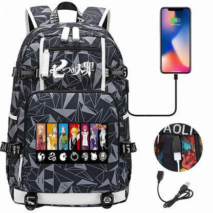 Anime The Seven Deadly Sins USB Boy Girl Book School Bags Large Capacity Teenagers Schoolbags Women Men Travel Laptop Backpack