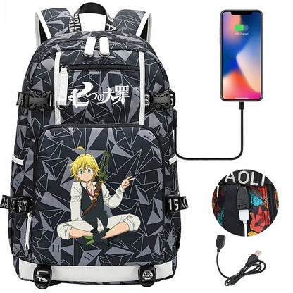 Anime The Seven Deadly Sins USB Boy Girl Book School Bags Large Capacity Teenagers Schoolbags Women Men Travel Laptop Backpack