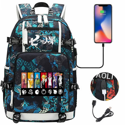 Anime The Seven Deadly Sins USB Boy Girl Book School Bags Large Capacity Teenagers Schoolbags Women Men Travel Laptop Backpack