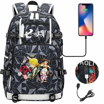 Anime The Seven Deadly Sins USB Boy Girl Book School Bags Large Capacity Teenagers Schoolbags Women Men Travel Laptop Backpack