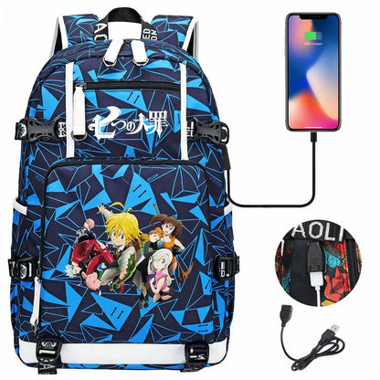 Anime The Seven Deadly Sins USB Boy Girl Book School Bags Large Capacity Teenagers Schoolbags Women Men Travel Laptop Backpack