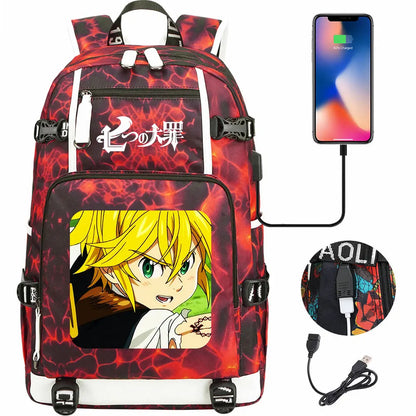 Anime The Seven Deadly Sins USB Boy Girl Book School Bags Large Capacity Teenagers Schoolbags Women Men Travel Laptop Backpack
