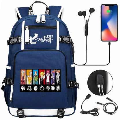 Anime The Seven Deadly Sins USB Boy Girl Book School Bags Large Capacity Teenagers Schoolbags Women Men Travel Laptop Backpack