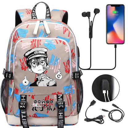 Anime Toilet-Bound Hanako-Kun Teenager USB Charging Laptop Backpack Women Men Rucksack Kids Book Bag Mochila Travel Bagpack