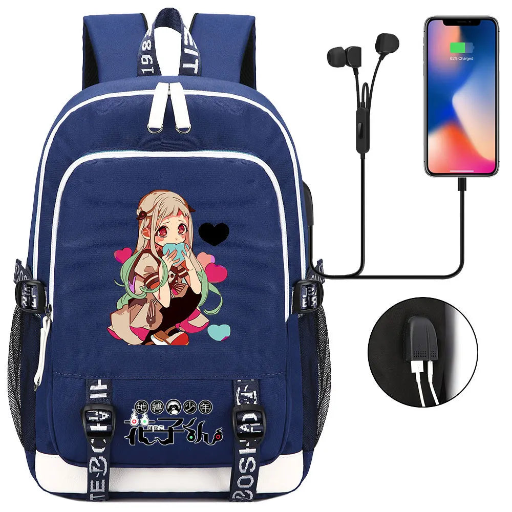 Anime Toilet-Bound Hanako-Kun Teenager USB Charging Laptop Backpack Women Men Rucksack Kids Book Bag Mochila Travel Bagpack