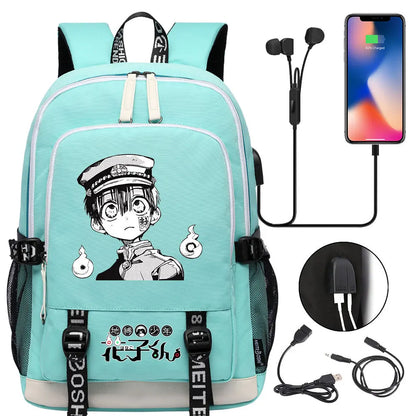 Anime Toilet-Bound Hanako-Kun Teenager USB Charging Laptop Backpack Women Men Rucksack Kids Book Bag Mochila Travel Bagpack