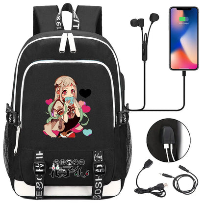 Anime Toilet-Bound Hanako-Kun Teenager USB Charging Laptop Backpack Women Men Rucksack Kids Book Bag Mochila Travel Bagpack