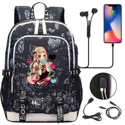 Anime Toilet-Bound Hanako-Kun Teenager USB Charging Laptop Backpack Women Men Rucksack Kids Book Bag Mochila Travel Bagpack