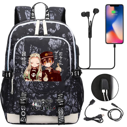 Anime Toilet-Bound Hanako-Kun Teenager USB Charging Laptop Backpack Women Men Rucksack Kids Book Bag Mochila Travel Bagpack