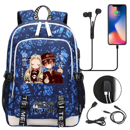 Anime Toilet-Bound Hanako-Kun Teenager USB Charging Laptop Backpack Women Men Rucksack Kids Book Bag Mochila Travel Bagpack