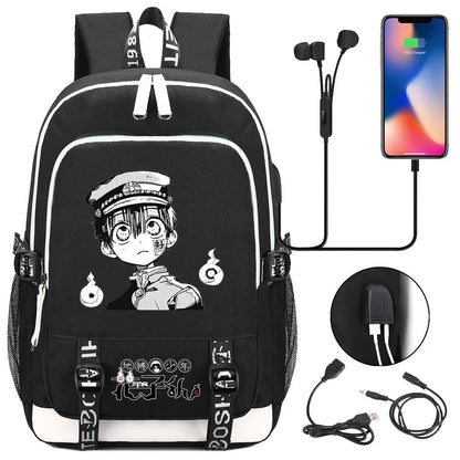 Anime Toilet-Bound Hanako-Kun Teenager USB Charging Laptop Backpack Women Men Rucksack Kids Book Bag Mochila Travel Bagpack
