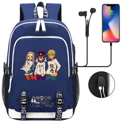 Anime Toilet-Bound Hanako-Kun Teenager USB Charging Laptop Backpack Women Men Rucksack Kids Book Bag Mochila Travel Bagpack
