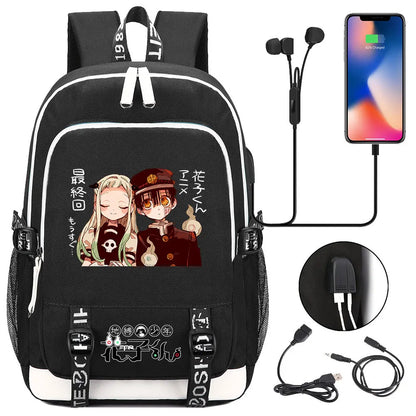 Anime Toilet-Bound Hanako-Kun Teenager USB Charging Laptop Backpack Women Men Rucksack Kids Book Bag Mochila Travel Bagpack