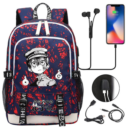 Anime Toilet-Bound Hanako-Kun Teenager USB Charging Laptop Backpack Women Men Rucksack Kids Book Bag Mochila Travel Bagpack