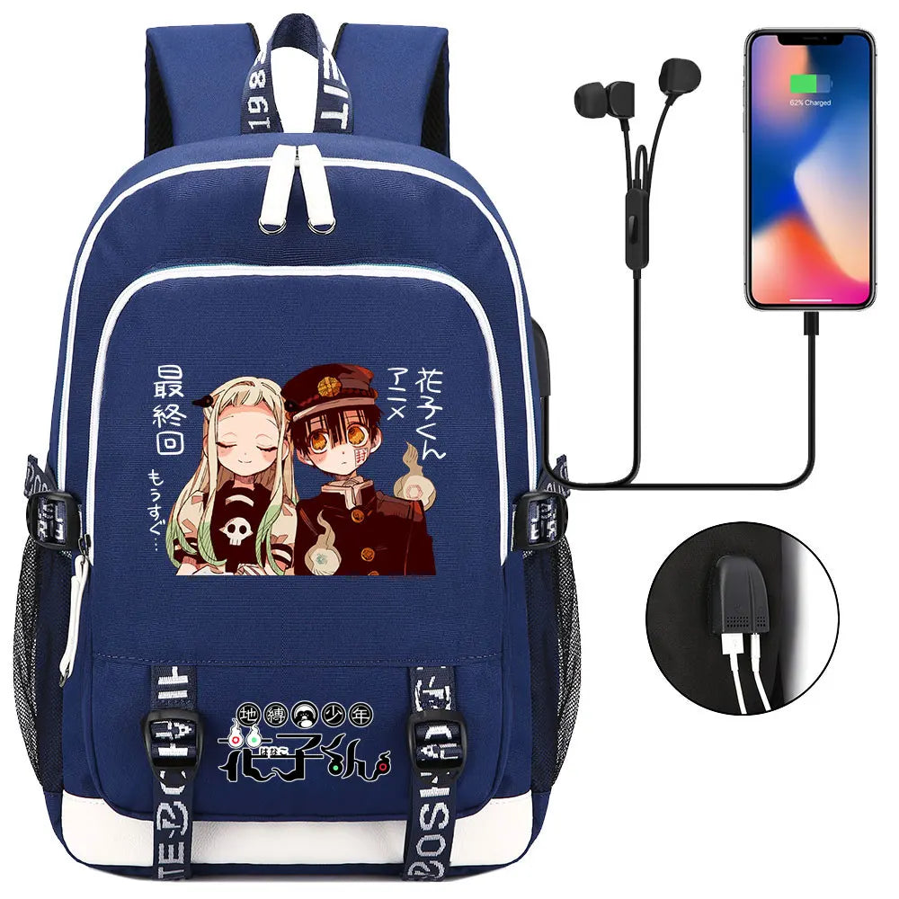 Anime Toilet-Bound Hanako-Kun Teenager USB Charging Laptop Backpack Women Men Rucksack Kids Book Bag Mochila Travel Bagpack