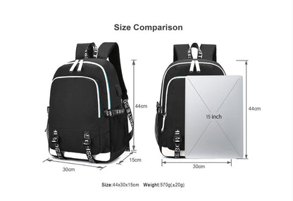 Anime Toilet-Bound Hanako-Kun Teenager USB Charging Laptop Backpack Women Men Rucksack Kids Book Bag Mochila Travel Bagpack