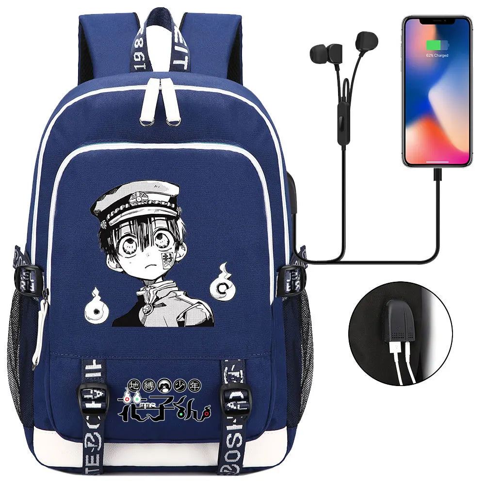 Anime Toilet-Bound Hanako-Kun Teenager USB Charging Laptop Backpack Women Men Rucksack Kids Book Bag Mochila Travel Bagpack