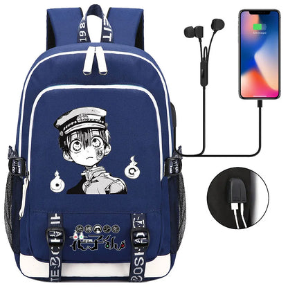 Anime Toilet-Bound Hanako-Kun Teenager USB Charging Laptop Backpack Women Men Rucksack Kids Book Bag Mochila Travel Bagpack