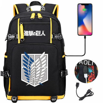 Anime USB Boy Girl Book School Bag Large Capacity Teenagers Student Schoolbags Women Men Travel Laptop Backpack Attack on Titan