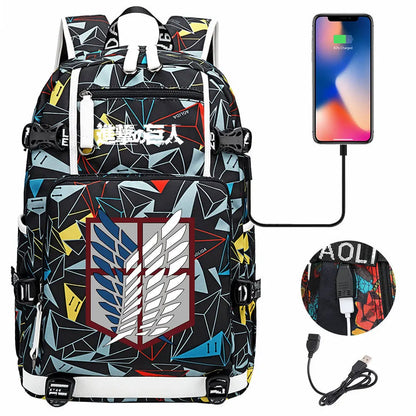 Anime USB Boy Girl Book School Bag Large Capacity Teenagers Student Schoolbags Women Men Travel Laptop Backpack Attack on Titan