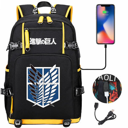 Anime USB Boy Girl Book School Bag Large Capacity Teenagers Student Schoolbags Women Men Travel Laptop Backpack Attack on Titan