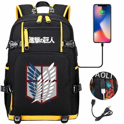 Anime USB Boy Girl Book School Bag Large Capacity Teenagers Student Schoolbags Women Men Travel Laptop Backpack Attack on Titan