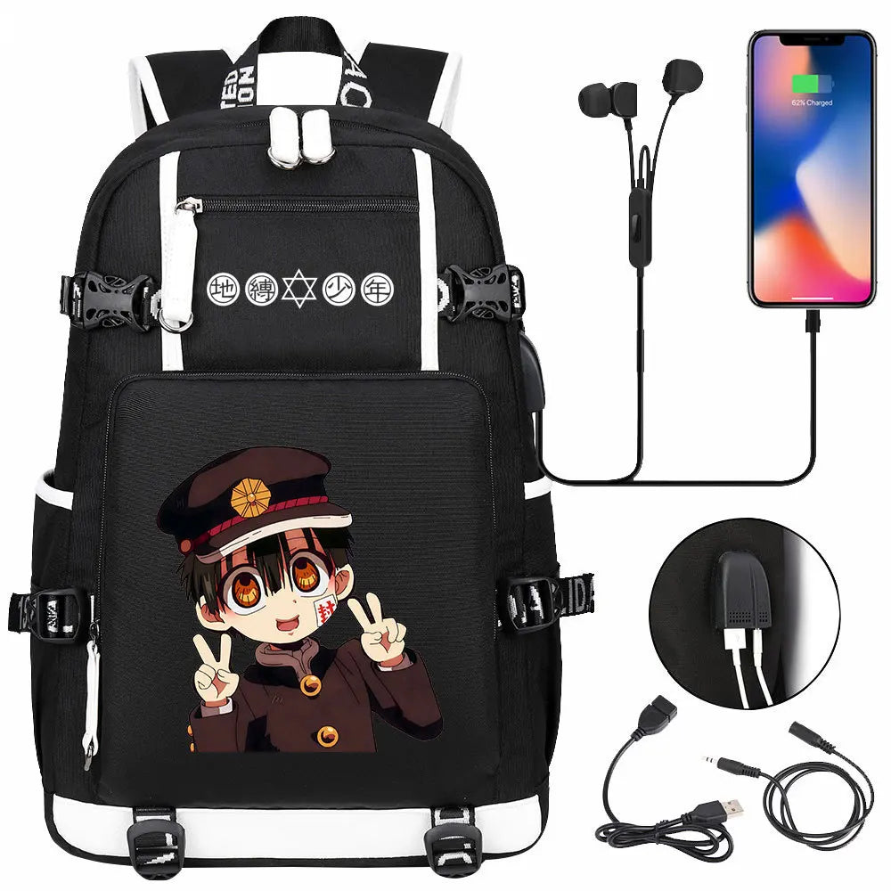 Anime USB Boy Girl Book School Bags