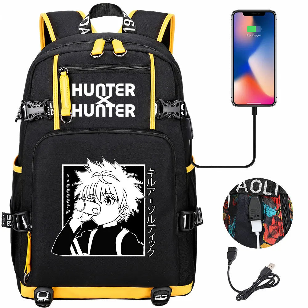 Anime USB Boy Girl Kid School Book Bags Large Capacity Teenagers Student Schoolbags Women Men Laptop Backpack Hunter×Hunter