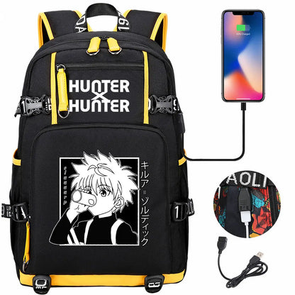 Anime USB Boy Girl Kid School Book Bags Large Capacity Teenagers Student Schoolbags Women Men Laptop Backpack Hunter×Hunter