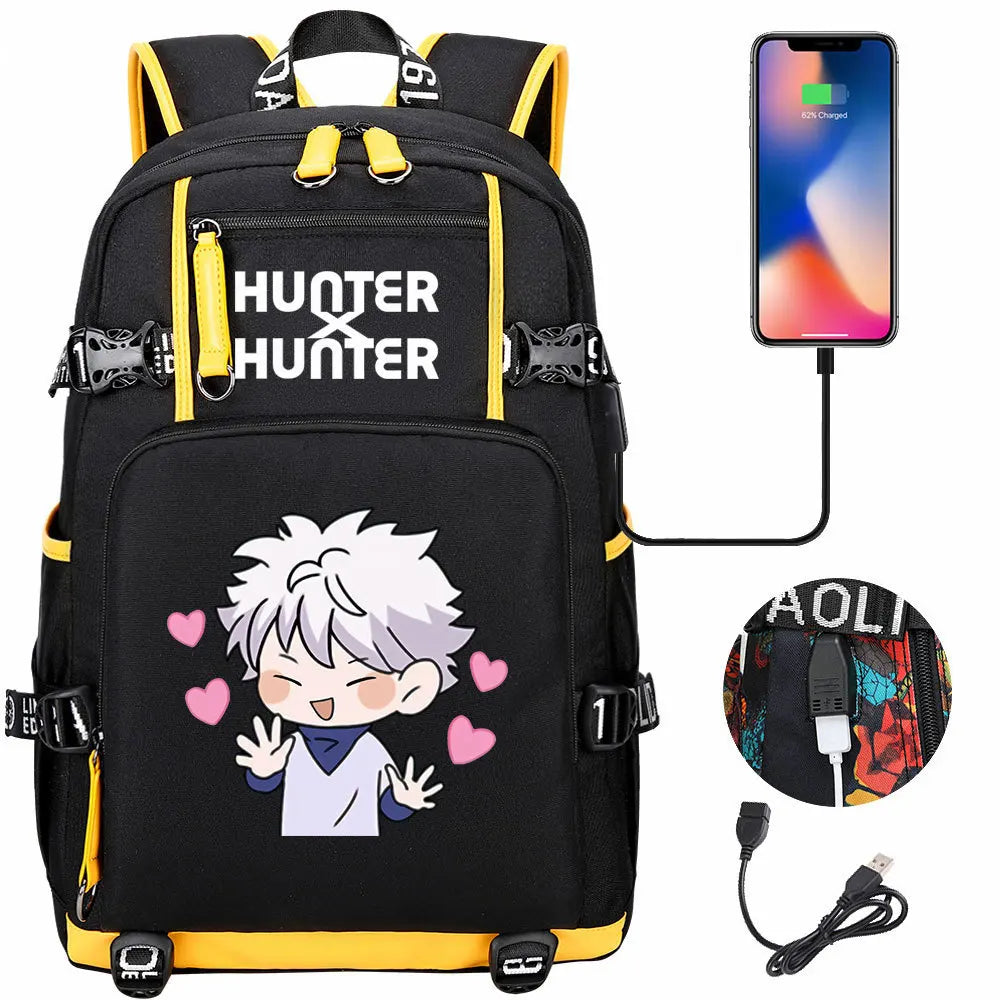 Anime USB Boy Girl Kid School Book Bags Large Capacity Teenagers Student Schoolbags Women Men Laptop Backpack Hunter×Hunter