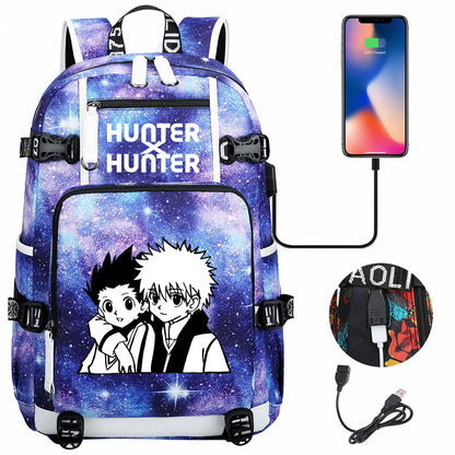 Anime USB Boy Girl Kid School Book Bags Large Capacity Teenagers Student Schoolbags Women Men Laptop Backpack Hunter×Hunter