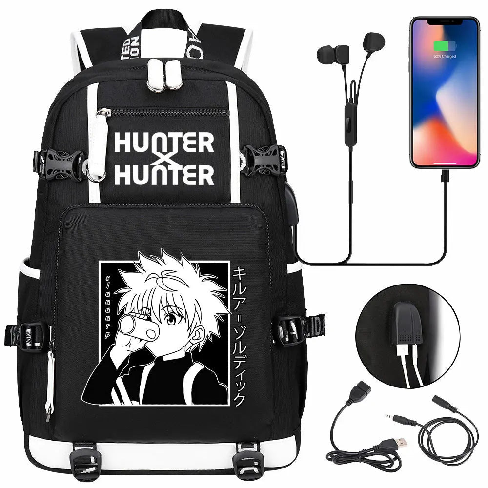 Anime USB Boy Girl Kid School Book Bags Large Capacity Teenagers Student Schoolbags Women Men Laptop Backpack Hunter×Hunter