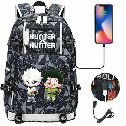 Anime USB Boy Girl Kid School Book Bags Large Capacity Teenagers Student Schoolbags Women Men Laptop Backpack Hunter×Hunter