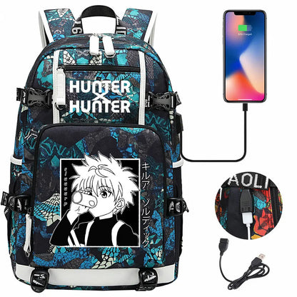Anime USB Boy Girl Kid School Book Bags Large Capacity Teenagers Student Schoolbags Women Men Laptop Backpack Hunter×Hunter