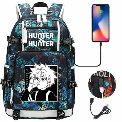 Anime USB Boy Girl Kid School Book Bags Large Capacity Teenagers Student Schoolbags Women Men Laptop Backpack Hunter×Hunter