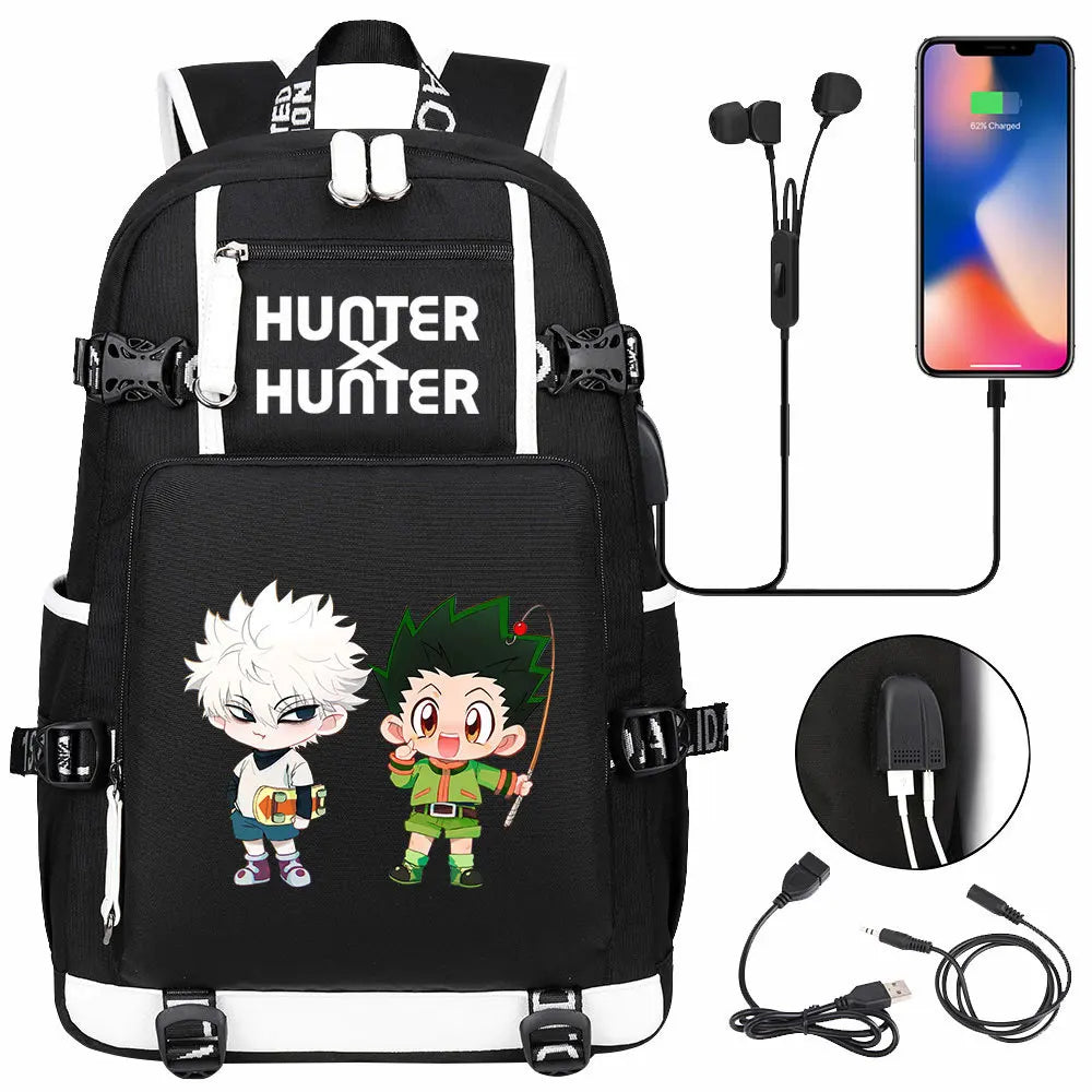 Anime USB Boy Girl Kid School Book Bags Large Capacity Teenagers Student Schoolbags Women Men Laptop Backpack Hunter×Hunter