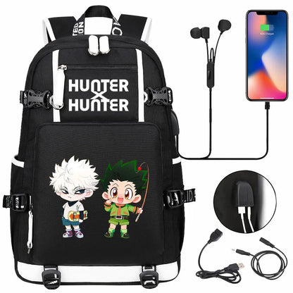 Anime USB Boy Girl Kid School Book Bags Large Capacity Teenagers Student Schoolbags Women Men Laptop Backpack Hunter×Hunter